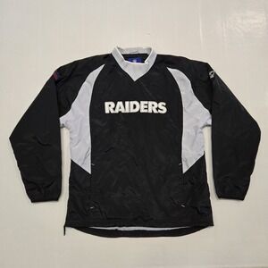 Vintage Reebok NFL On Field Jacket Black Oakland Raiders Windbreaker Med 90s Y2K